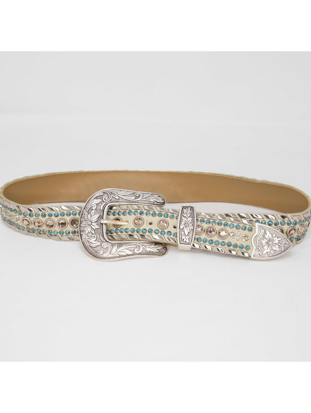 Women's Kippys Western Belt Turquoise Rhinestone Sz 32